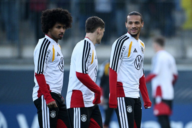 Germany's Leroy Sane and Karim Adeyemi. (REUTERS/Annegret Hilse)
