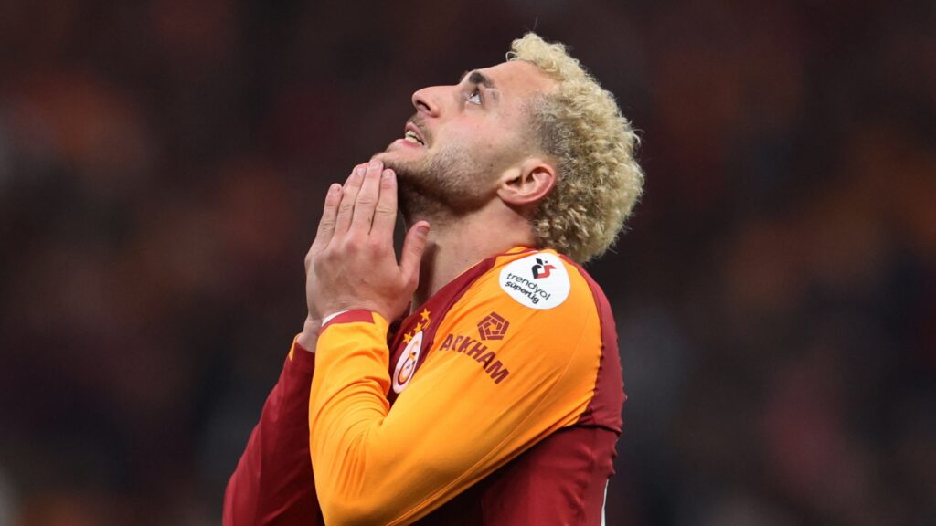Galatasaray winger Baris Alper Yilmaz during a Turkish Super Lig match.