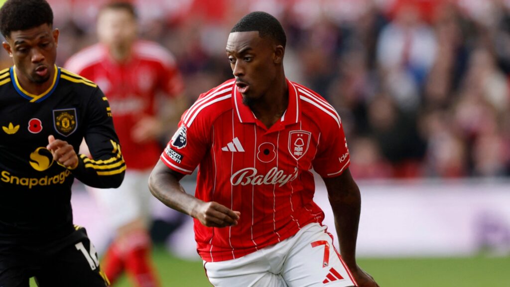 Nottingham Forest winger Callum Hudson-Odoi during a Premier League game.