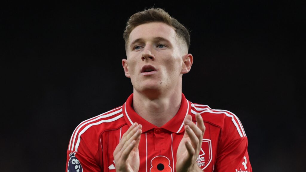 Nottingham Forest midfielder Elliot Anderson during a Premier League game.