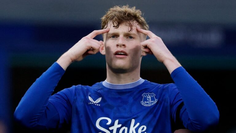 Everton defender Jarrad Branthwaite during a Premier League game.