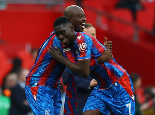 Crystal Palace's Ismaila Sarr and Jean-Philippe Mateta. (Reuters/Matthew Childs)
