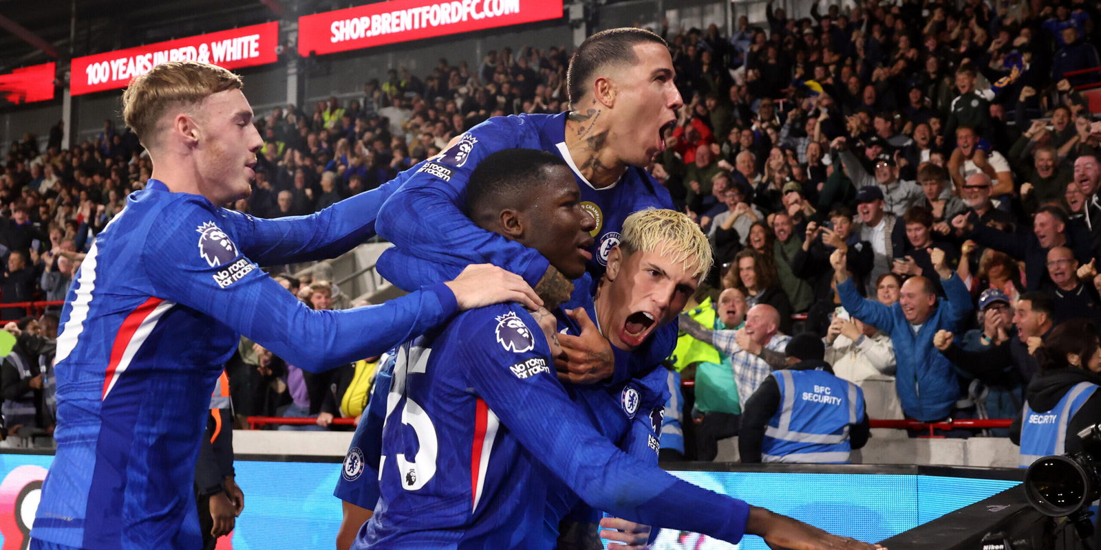 Moises Caicedo, Alejandro Garnacho, Enzo Fernandez and Cole Palmer. (Harry Murphy/Getty Images)