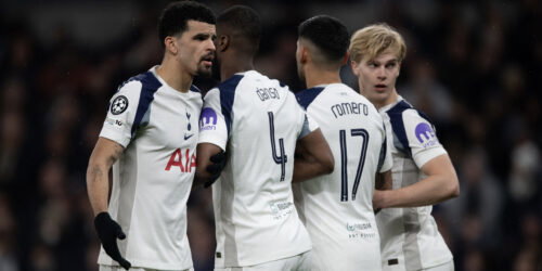 Dominic Solanke, Kevin Danso, Cristian Romero and Lucas Bergvall. (Visionhaus/Getty Images)