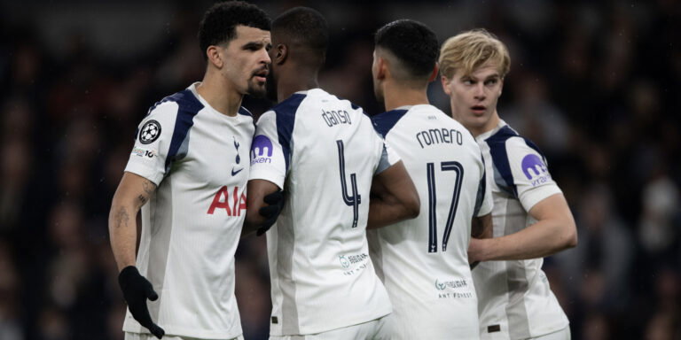 Dominic Solanke, Kevin Danso, Cristian Romero and Lucas Bergvall. (Visionhaus/Getty Images)