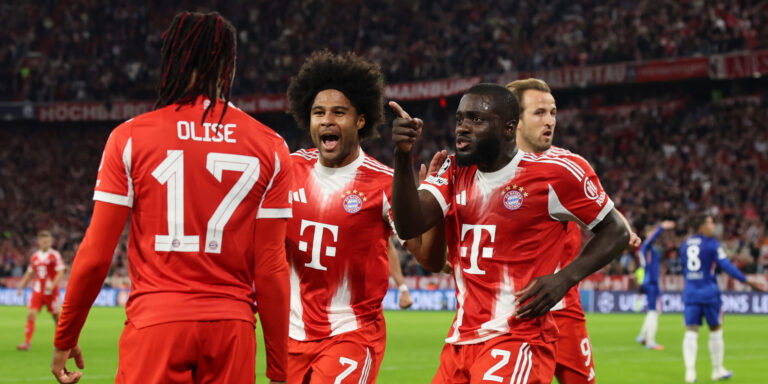 Michael Olise, Serge Gnabry, Dayot Upamecano and Harry Kane. (Alex Grimm/Getty Images)