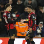 Eli Junior Kroupi, Marcus Tavernier. (Robin Jones - AFC Bournemouth/AFC Bournemouth via Getty Images)
