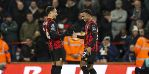 Eli Junior Kroupi, Marcus Tavernier. (Robin Jones - AFC Bournemouth/AFC Bournemouth via Getty Images)