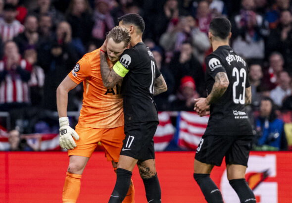 Antonin Kinsky had a night to forget against Atletico. (Alberto Gardin/Eurasia Sport Images/Getty Images)