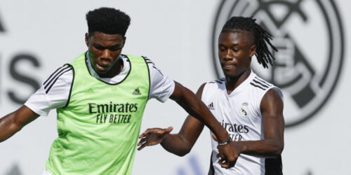 Aurelien Tchouameni, Eduardo Camavinga. (Pedro Castillo/Real Madrid via Getty Images)