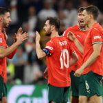 Bernardo Silva, Goncalo Inacio, Ruben Dias and Joao Palhinha. (Alex Grimm/Getty Images)