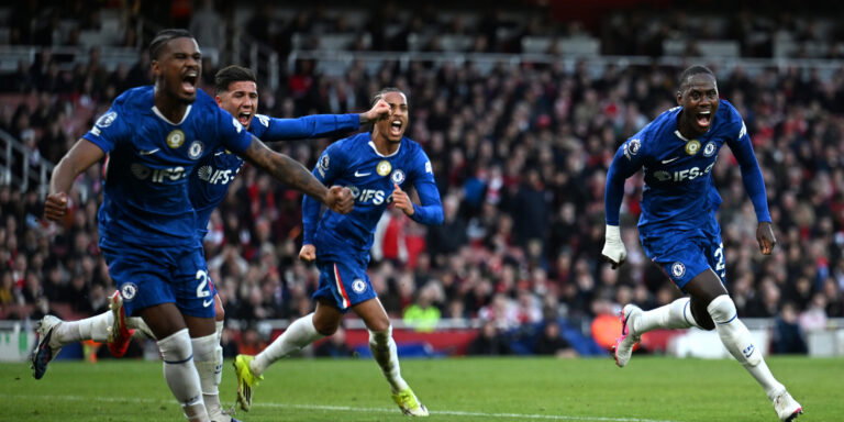 Jorrel Hato, Enzo Fernandez, Joao Pedro and Trevoh Chalobah. (Darren Walsh/Chelsea FC via Getty Images)