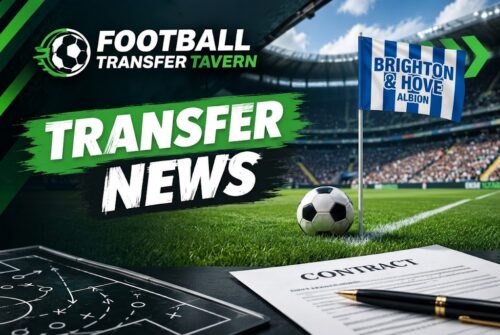 Brighton flag on pitch with contract.