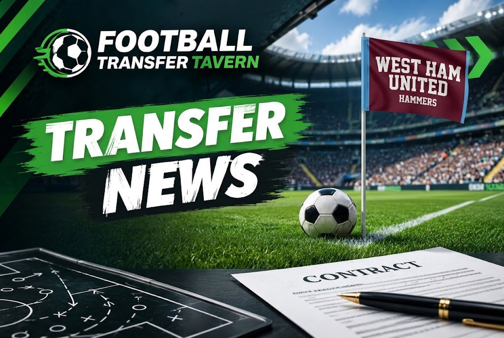 West Ham flag on pitch with contract.